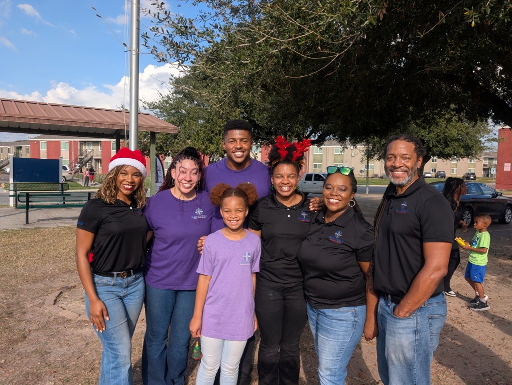"Sharing the light in Houston—nothing beats serving together as a family." (from lt to rt) Noel, Joannah, Elle, Mack, Nala, Melanie and me
